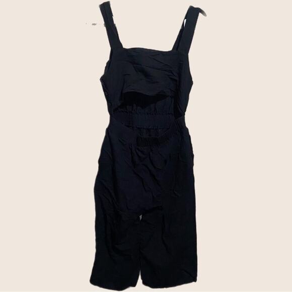 All:Row Linen Black Jumpsuit Open Back Size Medium - Picture 4 of 13